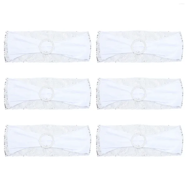 Stuhlabdeckungen 6PCs Stretch -Schärpe mit Schnalle Slider Elastic Wedding