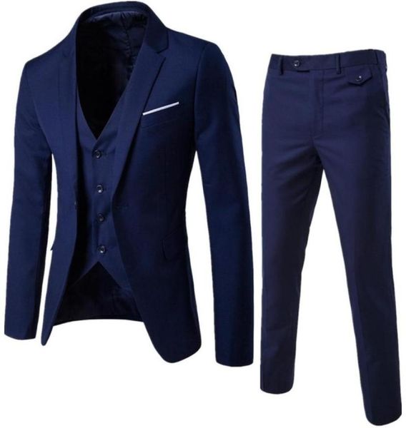 Neue Marke Dark Blue Bräutigam Hochzeit Tuxedos Männer Anzüge 3 Stück Jackelpantsvest Groomsman Suits Custom4274938