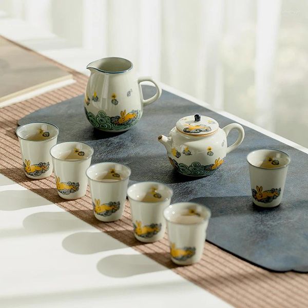 Conjuntos de chá de porcelana Viagem Copo Conjunto de chá Acessórios de panela Canecas Gaiwan Infusor de cerâmica Cuttlela porcelanato bule YX50TS