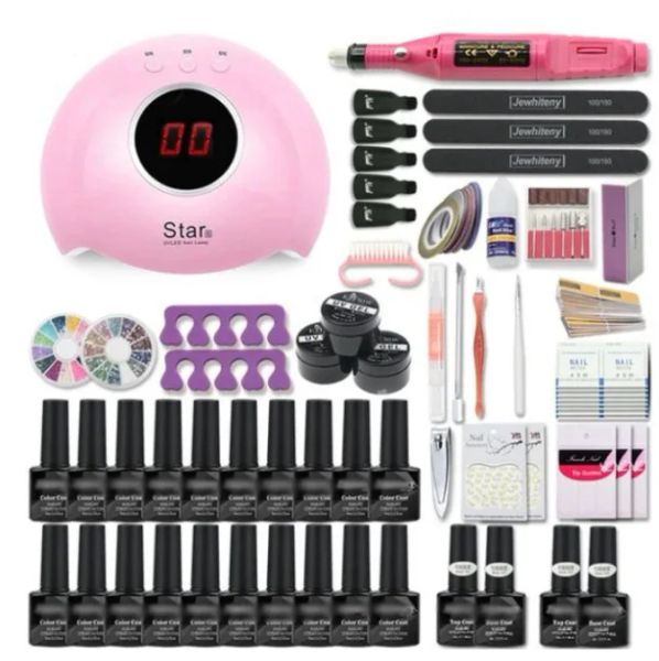 Medikament 61 PCs/Los Polygel Nagel Kit UV LED Lampe Trockner Einweichen Maniküre Werkzeuge Set Electric Nails Bohrer Nagel Salon Vorräte und Werkzeuge