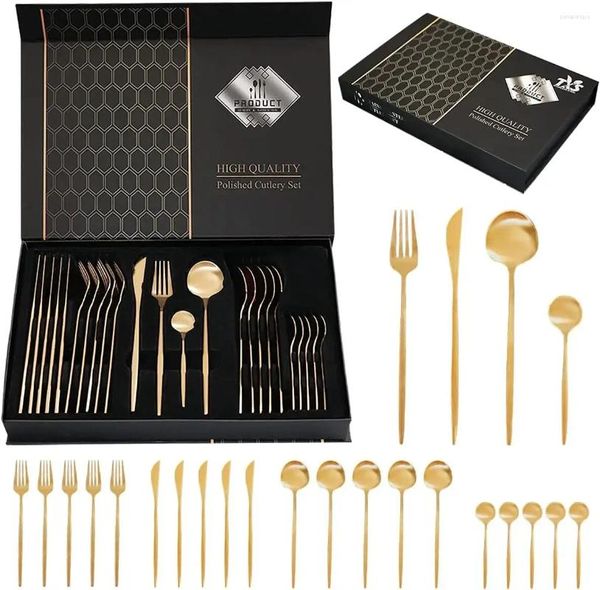 Set di stoviglie da 16/24 pezzi posate con sterware per posate in acciaio inossidabile set utensili cucina comprendono cucchiaio da forchetta per coltelli e tè