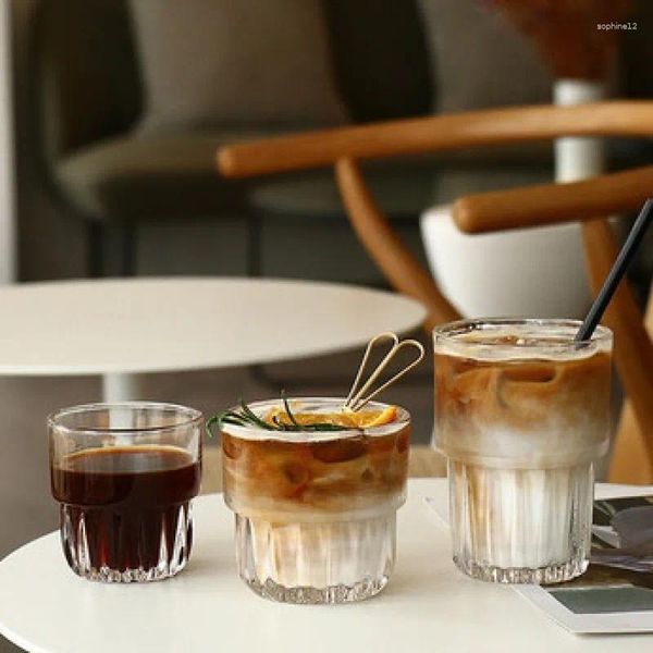 Bicchieri da vino semplice in vetro tazza di caffè ghiacciata trasparente extract a freddo disegno bevanda succo di latte di latte caffetteria domestica