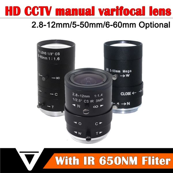 Части 2.812 мм 550 мм 660 мм HD Megapixel CS Varifocal Zoom Lens Руководство с фокусировкой ИК -объектив CCTV для безопасности камеры CCTV