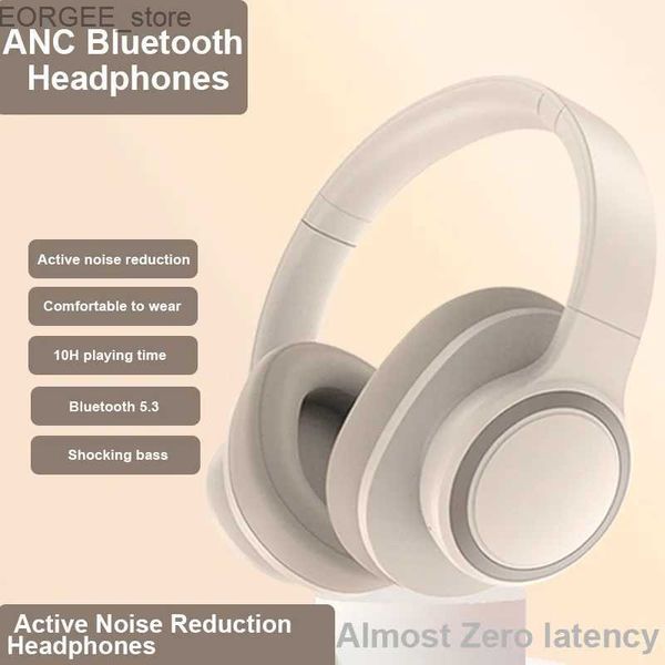 Handy -Ohrhörer ANC Kopfhörer Bluetooth Wireless Headsets Active Rauschreduktion Ohrhörer Great Bass Music Game Sport Ohrhörer falten y240407