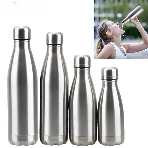 Isal de isolamento de parede de água garrafa de água 350ml 500ml 750ml 1000 ml de água chaleira cola aço inoxidável viagens ao ar livre garrafas de bebidas esportivas