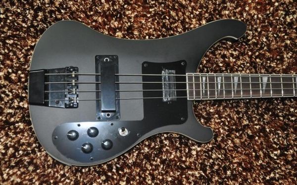 Custom Ricken 4 Saiten Matte Black 4003 Elektrische Bassgitarre Schwarze Hardware Dreieck Mop Fingerboard Inlay Top Selling8832305