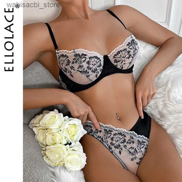 Set sexy set di lingerie di ellolace set sexy senza soluzione di continuità reggiseno erotico outfit women hot mutande solo fan solo fan immagina di vedere attraverso il set di lino l2447