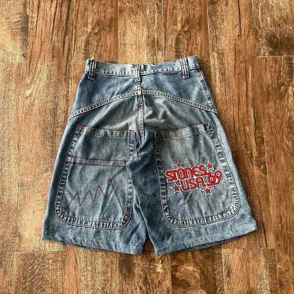 Мужские шорты Harajuku Classic Simple Pretting Pattern Design Bargy Denim Shorts для женщин Y2K Летний универсальный ленивый стиль популярные брюки Vintage J240407