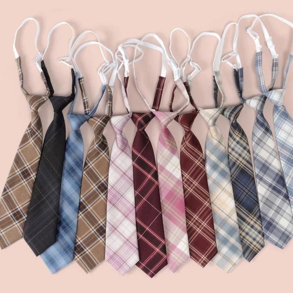 Bow Ties tembel jk kadınlar ekose ince sevimli kravat üniforma okul öğrencisi erkek kız Japon cosplay neckwear