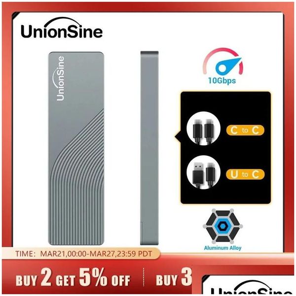 HDD Enlusures Uniionsine Dual Protocol M2 NVME NGFF SATA SSD CASE 10 Гбит / с.