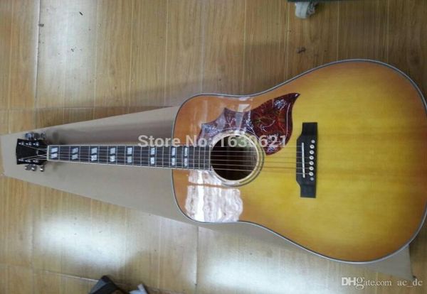 Loja personalizada 41 polegadas zumbindo cantarolando sol vintage sunburst acústica guitarra dividir paralelograma embutido para tartaruga vermelha pickguard15296661