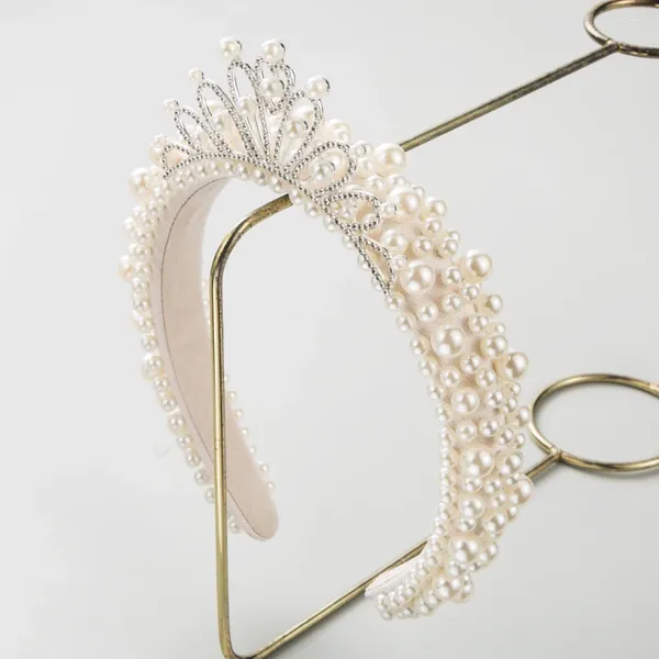 Clip per capelli Nicchia Luce Luxuria Banda da sposa per femmina Crown di Princess White Pearl di fascia alta coreana con accessori per la testa alta