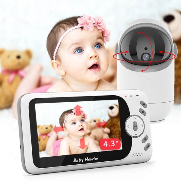 Monitore 4,3 Zoll Babyphone Babyphone Security Video Pan Tilt Kamera Digital Zoom Baby Nanny Vox Nachtsichtstemperaturüberwachung