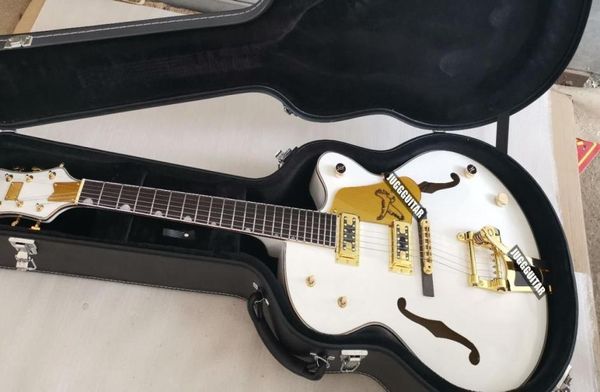 G6120 White Falcon Hollow Body Jazz E -Gitarre Real G Knopf Imperial Tuner Gold Sparkle Body Bindung Doppel F Loch Bigs 5847593