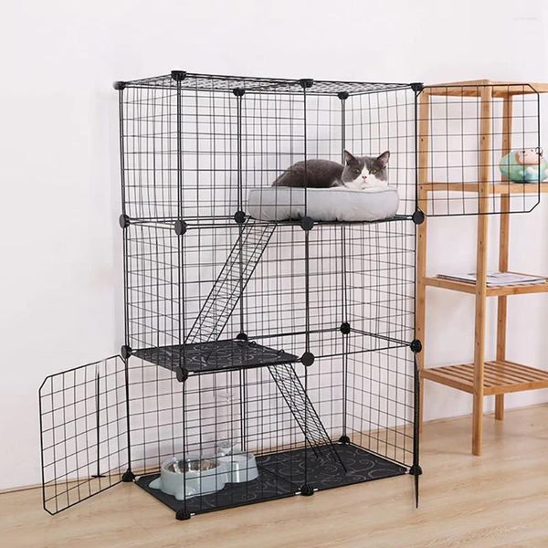 Transportadoras de gatos gaiola de arame de metal diy de três camadas Crecas de exercícios para cão de porco 109x75x39cm casa destacável Playpen House