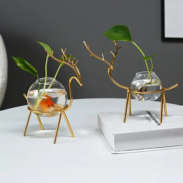 Vasos Desktop Hidropônico Decoração de Decoração da Sala de Vasia da Planta de Água da Sala Planta Planta Planta Rack simples Ornamento