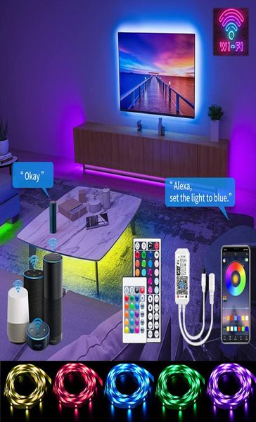 LEVAS LUZES DE LED MINI WiFI 5 10 15 20M 5050 DC12V Fita de diodo de fita multicolorida 24 KEYS 44 KEYS COM APP CONTROL MUSIC SYNC AC1002406802137