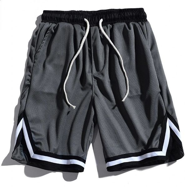 Shorts de basquete de verão Men tira shorts de corredor casual com calças curtas homens esportes folggy calças soltas bolso de bolso juvenil 240401