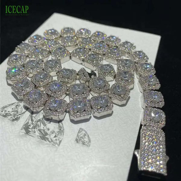 Icecap Fashion Jewelry Dewelry Collectes Pull Iced Out VVS Moissanite Diamond Tennis Seerling Sier Chain для мужчин