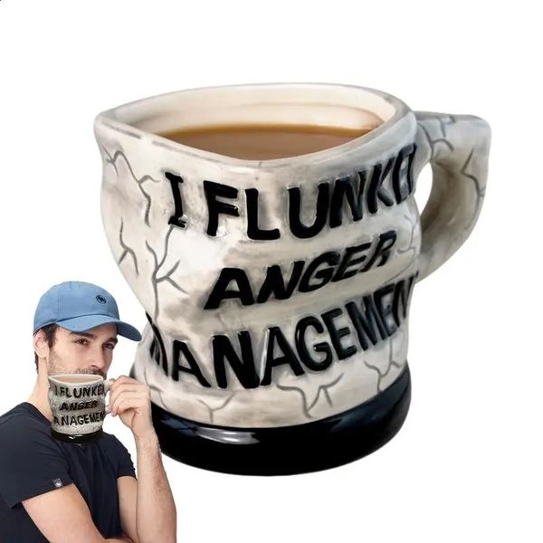 Wut Management Tea Tasse Keramik Inspirierende Kaffeetasse Humorgetränk kreatives Wasser trinken für Weinmilch 240407