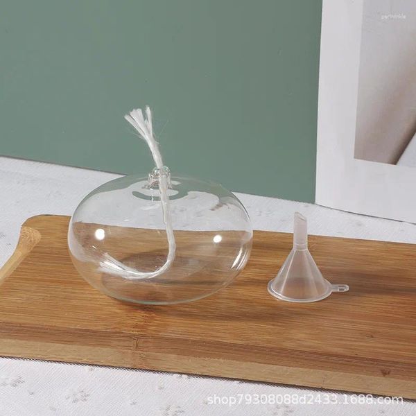 Suportes de vela Lâmpada de óleo de vidro Clear querosene lanterna decorativa interna para decoração de mesa e iluminação de emergência