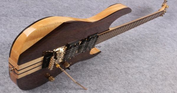 Custom 24 Frets RG Prestige Seck Thru Body 77 Натуральный ореховый коричневый электрогитарный мост Floyd Rose Tremolo Brocking Nut HSH PI2482523