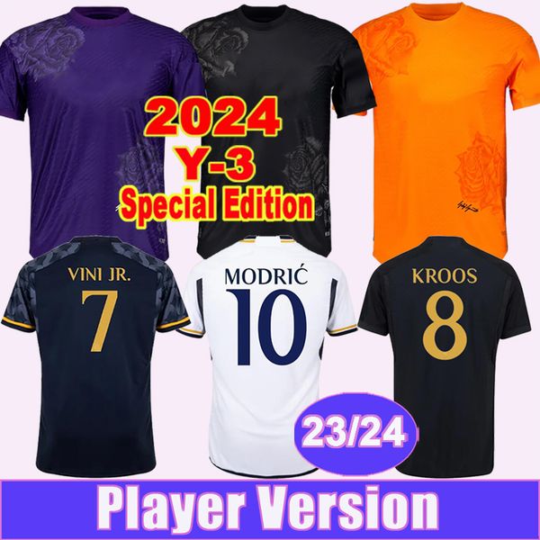 23 24 Alaba Vini Jr. Kroos Oyuncu Versiyonu Erkek Futbol Formaları 2024 Y-3 Bellingham Modric Rodrygo Camavinga Valverde Away Away 3. 2024 Özel Baskı Futbol Gömlekleri