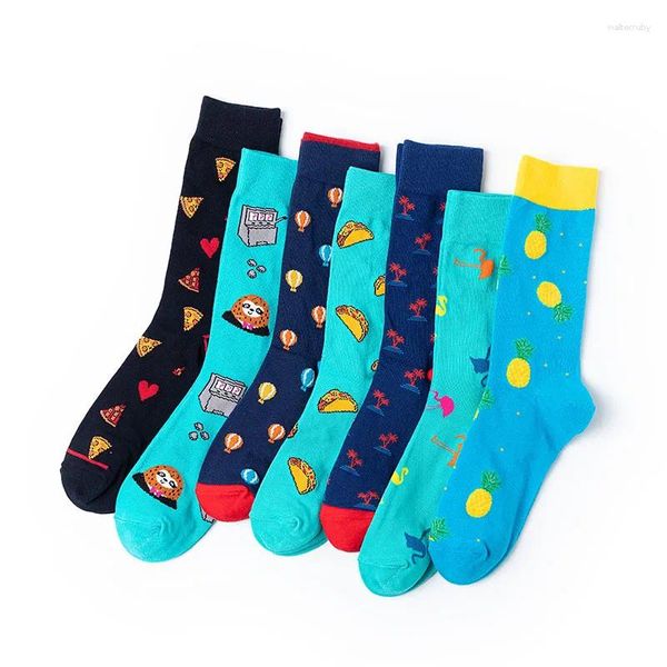 Meias masculinas 3Pairs/Fruit Animal Candy Candy Cartoon Ins for Men and Women 3Pairs