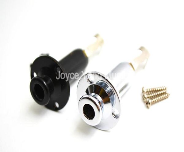 Niko Silverblack Aoustic Guitar Threaded Cylinder Saking Socket Placa de tomada 14quot 635mm Saída de captação Jack4923956