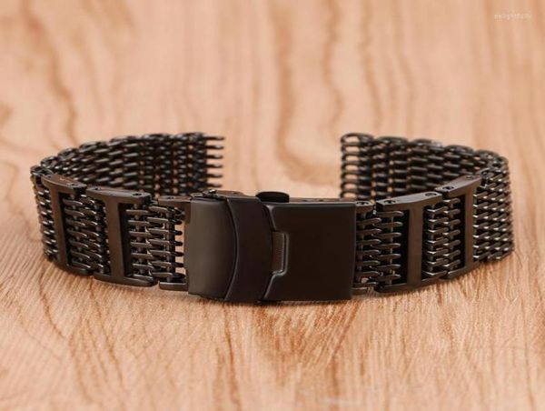 Watch Bands HQ 20mm 22mm 24mm in acciaio inossidabile in acciaio nero Design a maglia durevole Sostituzione del cinturino per uomini per uomini 2 barrette di molla 5338265