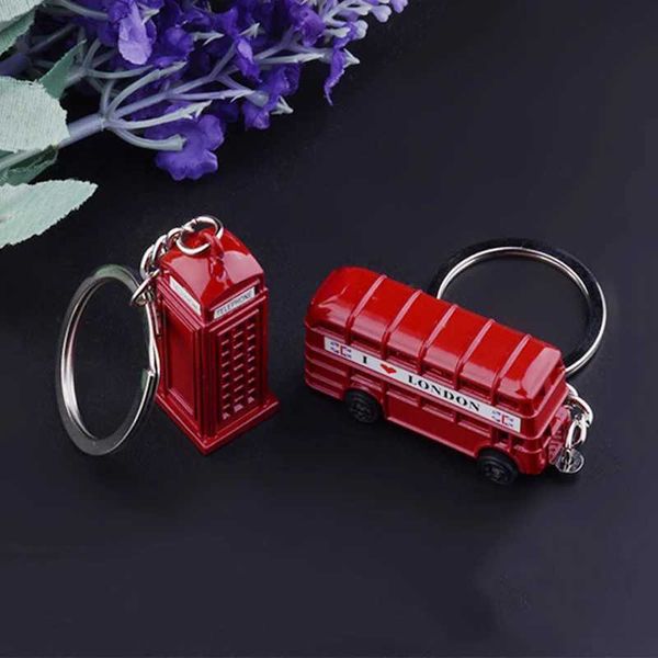 CHIECHAINS GLYARDS NEW London Red Bus Chain Post Post Mail Cax Holder Booth Charm Charm Gainchain For Men Women Party Gift Ring Q240403