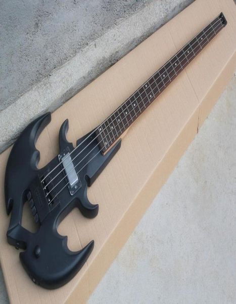 4 Strings Matte Black Headless Bass Guitar com Hardware Black1 Pickupsrosewood Fingboardoffer personalizado3413457