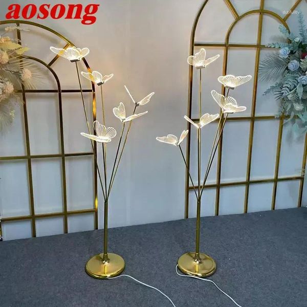 Lampade per pavimenti Aosong Lampada moderna LED LED Atmosfera Light Creative Butterfly Lights per lo sfondo del palcoscenico di matrimonio Sfondo