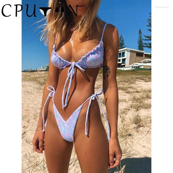 Swimwear femminile Cputan 2024 Sexy Push Up Bikini Set da bagno Swimsuit High Cut Thong Halter Stampa retrò Biquini Biquini Bathingsuit Beachwear.