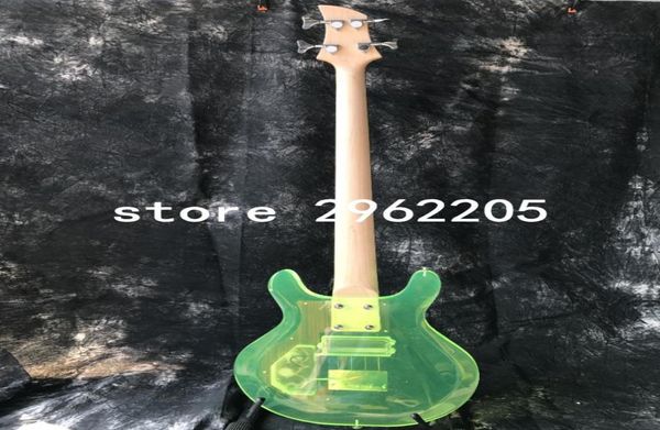 Gute Qualität Acryl Electric Bass Gitarre SR078 Good Sound Green Color Dan Style Rosewood Pickguard Fix Bridge Crystal2894847