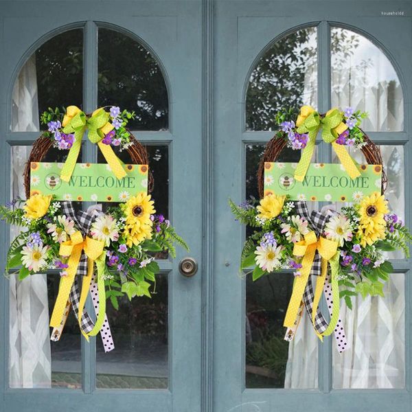 Fiori decorativi ghirlanda della porta primaverili in casa all'aperto decorazioni ornamenta di natale arco fiore arco di eucalipto aratti