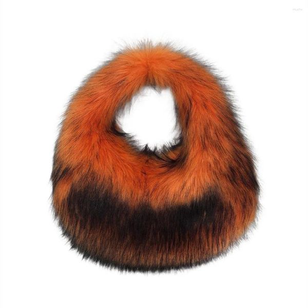 Borsa per spalla in finto inverno invernale per donne alla moda borse sfocate di peluche trasversale fluffy tote peloso manico cellulare