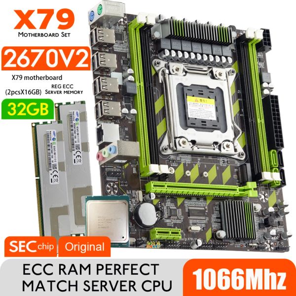 Stand Atermiter X79 scheda madre con Xeon E5 2670 V2 2* 16GB = 32 GB DDR3 1066 Reg ECC RAM Memoria Kit combo Imposta NVME SATA Server