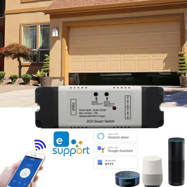 Controle Tuya WiFi Switch Smart Smart Opener App Controller Remote para Garage Door Gate Works com Alexa Echo Google Home Ewelink Control