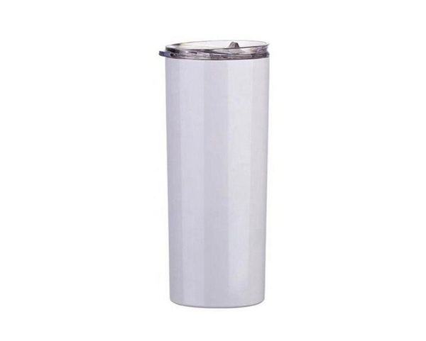 20 once di bicchieri magri Sublimation Blanks Tumbler Taglie di caffè in acciaio inossidabile Coppa classica con cannucce di coperchio AHC35189251785