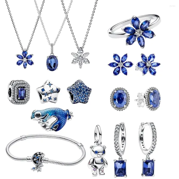 Braccialetti fascino moda alla moda scintillante blu erbarium cluster collana a pendente affascinante ragazza perle fai -da -te gioielli abbinati a regali