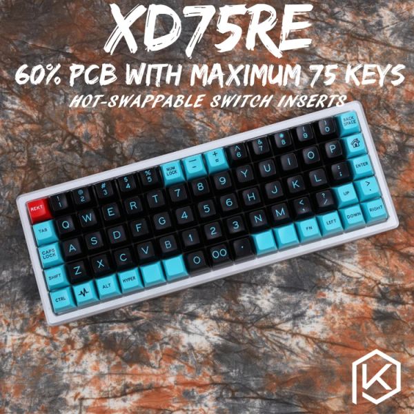 Tastaturen XD75RE XD75AM XD75 Benutzerdefinierte mechanische Tastatur 75 Tasten Underglow RGB PCB GH60 60% Programmiert GH60 Kle Planck HotSwappable Switch