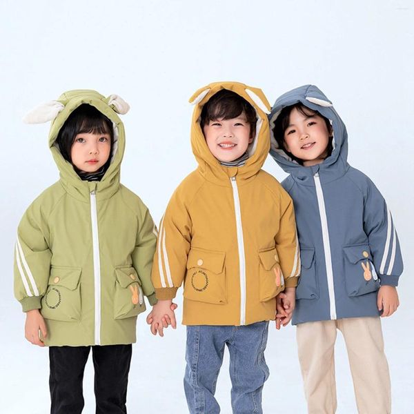 Daunenmantel Kleinkind Jungen Mädchen Winter warm warmes Cartoon Winddicht mit Kapuze -Outwear -Jacke für Kinder Parka echte Pelzkleidung