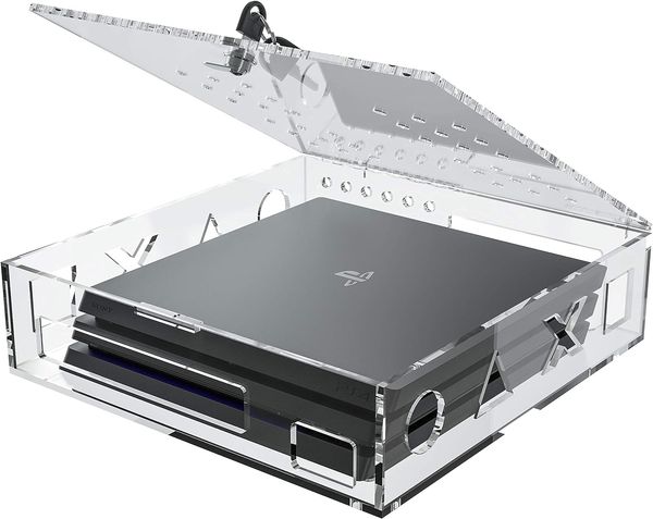 Caixa de bloqueio de acrílico de Aquancle para PS4 Game Console - Seguro e proteger os consoles de jogos públicos - Compatível com PlayStation, PS4 Slim, PS4 Pro