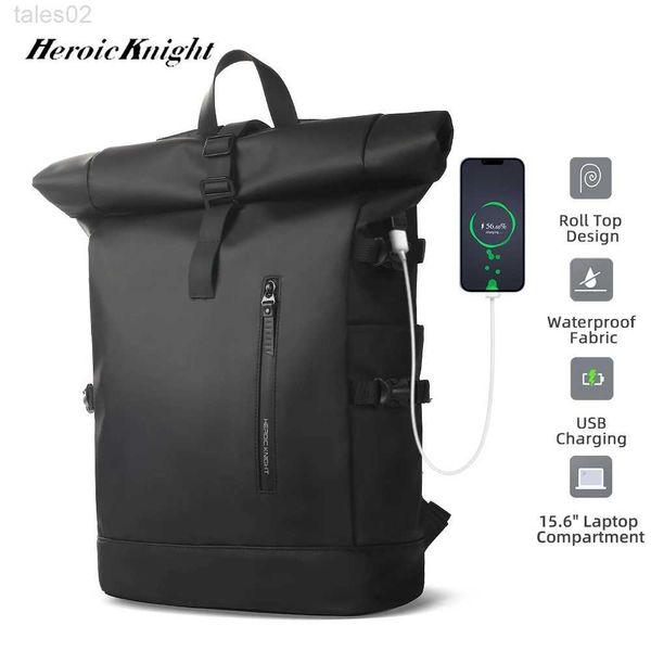 Bolsas multifuncionais herói knight masculino backpack de viagem expansível de 15,6 polegadas com porta USB à prova d'água rolante casual mochilas yq240407