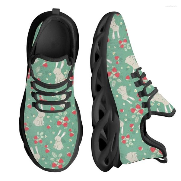 Sapatos casuais instantarts lindas tênis de morango branco tênis tricotado plataforma respirável lâmina de corrida calçados de corrida