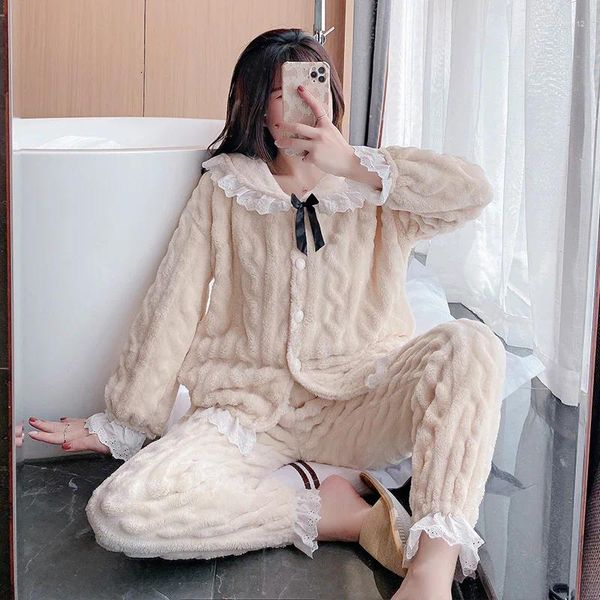 Домашняя одежда с длинным рукавом 2pcs пижама