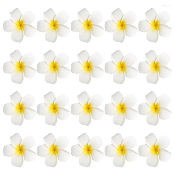 Flores decorativas 20 PCs Frangipani Women clipes de cabelo artificial Plumeria Flor Barrette Pin Acessório Girls Iron com decoração Miss tiara