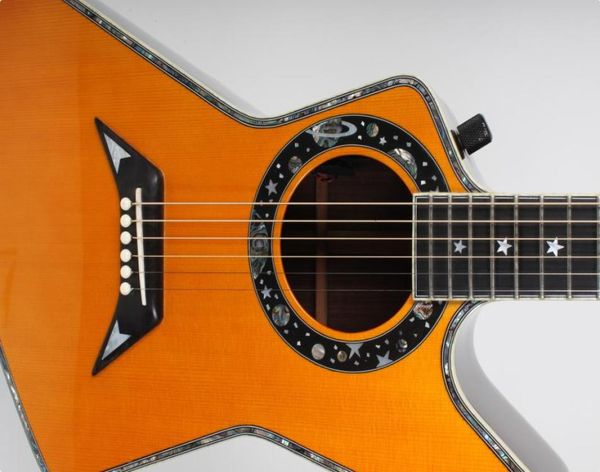 Damenget Matthias Jabs Explorer Acoustic ex90 E -Gitarre Festfichte Top Abalone Body Binding Stars Planeten Soundhole B4964283