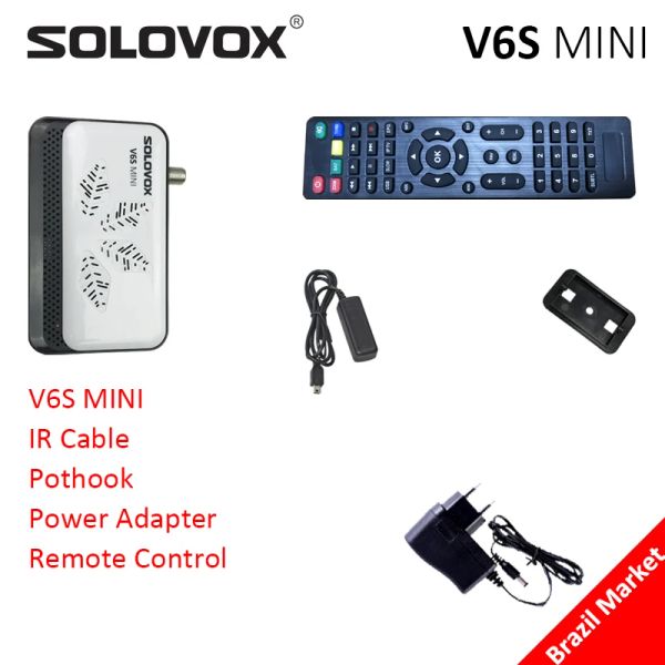 Kutu Solovox V6s Mini Brezilya Bölünmüş Toplu Gemi 2G RAM H.265 DVB S2 Uydu TV Alıcı Desteği M3U Xtream Stalkermac ClinesDecoder